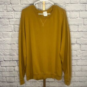 Aerie Go-To Sweatshirt Women's Large Mustard Yellow  Crewneck Oversized comfy